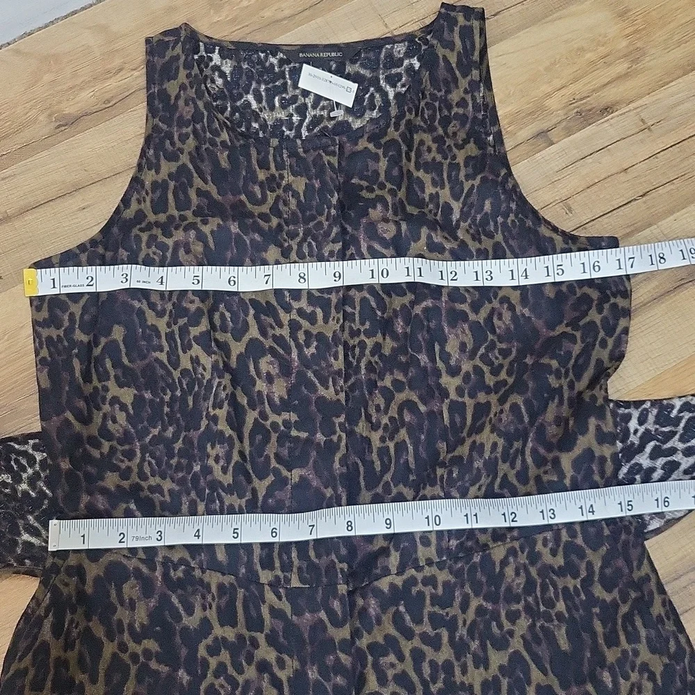 Banana Republic Black Brown Linen Blend Leopard Print Pocket Tie Waist Jumpsuit